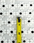 (TRIM) EMBROIDERED WHITE FLOWERS WITH CHARCOAL