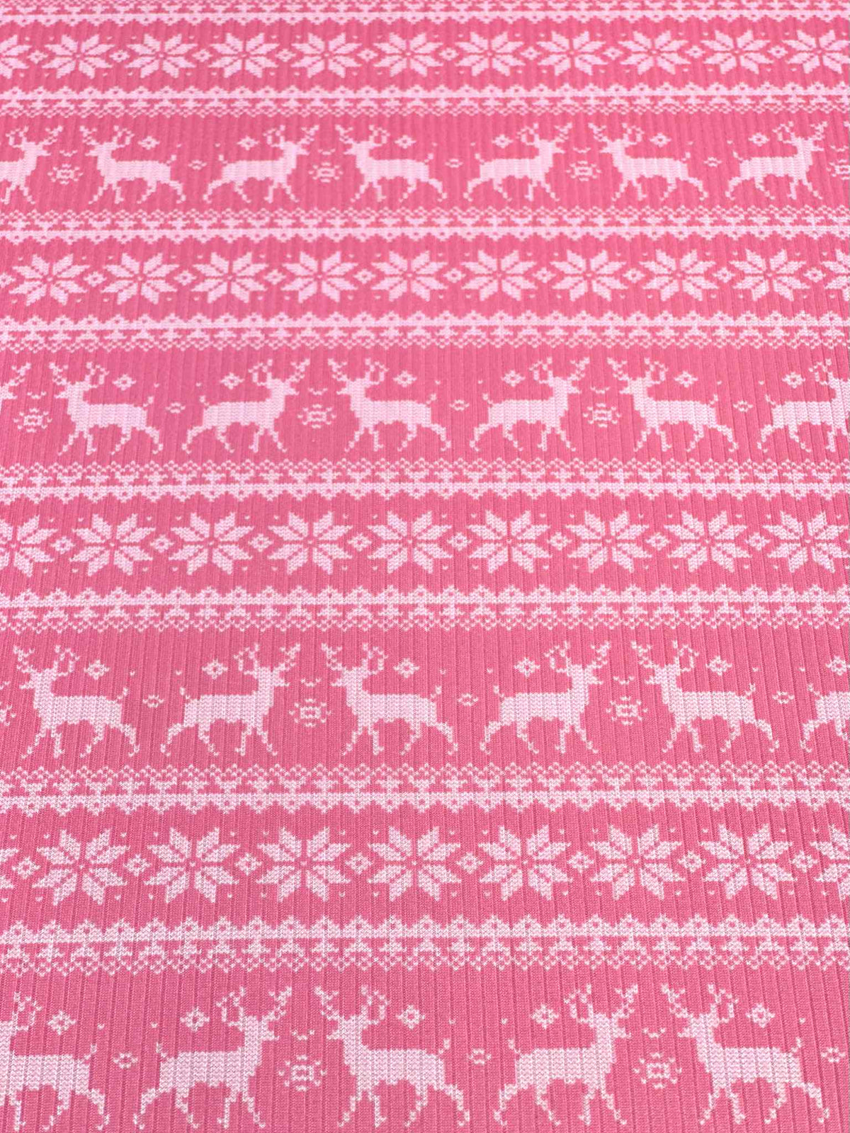 (4X2 RIB) OFF WHITE REINDEERS ON PINK (4)