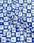 (FRENCH TERRY) ROYAL BLUE GAMER CHECKERED PRINT