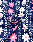 (DBP) PINK AND OFF WHITE FLOWER PATTERN ON NAVY