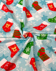 (DBP) CHRISTMAS STOCKINGS AND SNOWFLAKES ON BABY BLUE