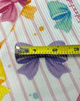 (4X2 YUMMY RIB) COLORFUL BOWS AND PINK STRIPES ON OFF WHITE