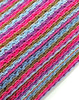 (EMBROIDERED KNIT) HOT PINK, PURPLE, BLUE AND BROWN STRIPES