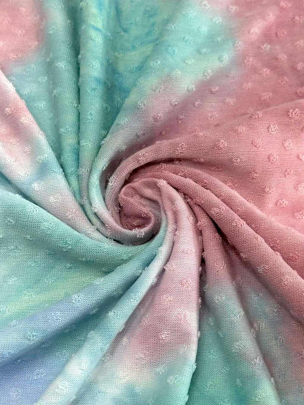 (SWISS DOT) BLUE, PINK AND AQUA TIE DYE