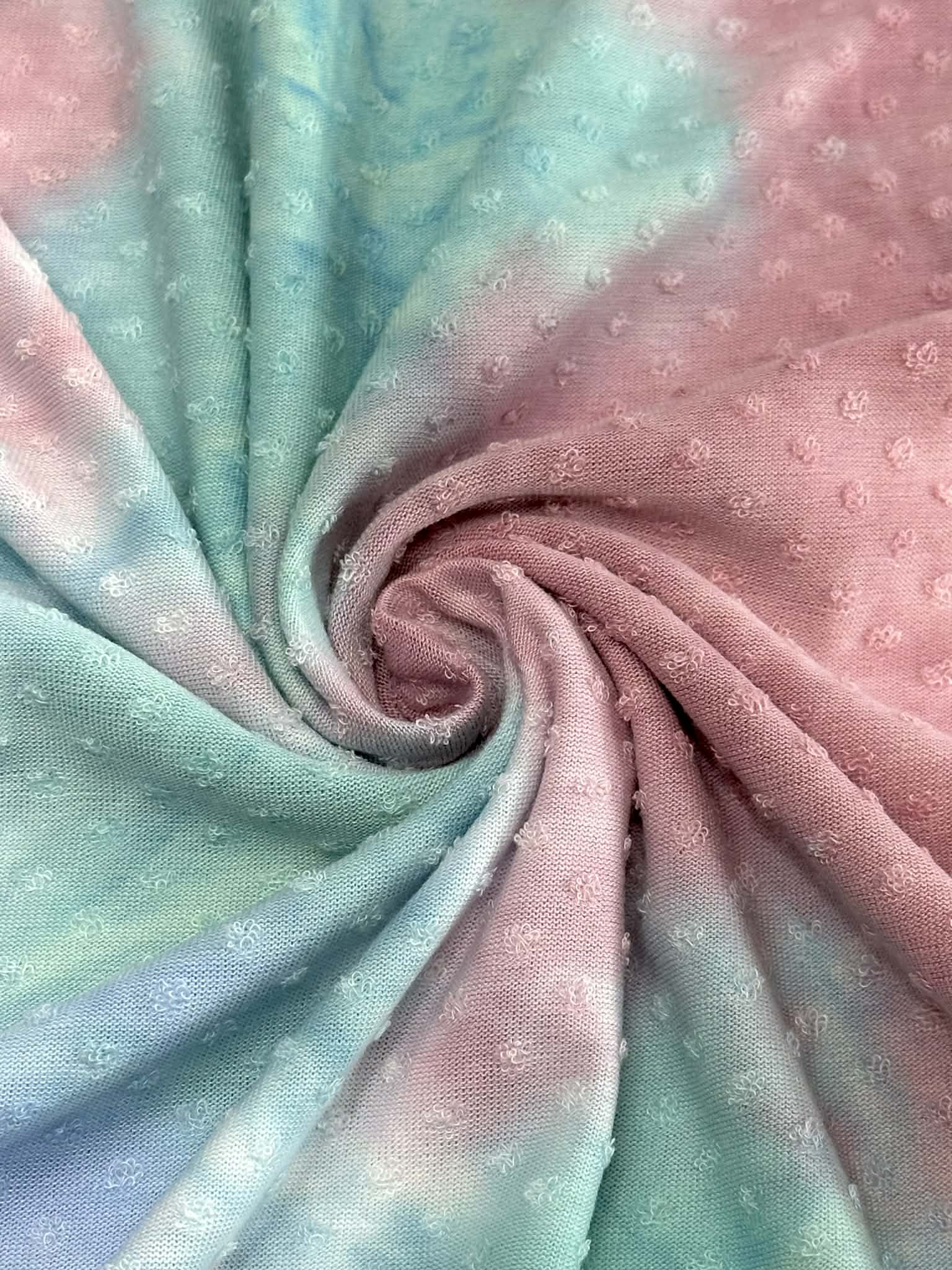 (SWISS DOT) BLUE, PINK AND AQUA TIE DYE