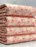 (4X2 YUMMY RIB) RED, PINK, AND IVORY BOWS WITH TINY HEARTS ON LIGHT BLUSH (3)