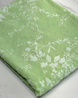 (MESH) WHITE FLORAL ON LIGHT GREEN