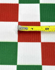 (4X2 RIB) MEDIUM RED, GREEN AND OFF WHITE CHECKERED