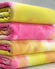 (4X2 YUMMY RIB) HOT PINK, YELLOW, ORANGE AND WHITE TIE DYE
