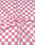 (FRENCH TERRY) PINK AND OFF WHITE CHECKERED