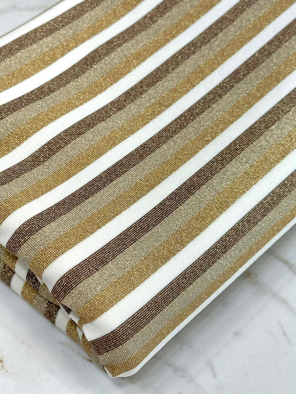 (ITY) GOLD, BROWN, AND OFF WHITE SHIMMER STRIPES