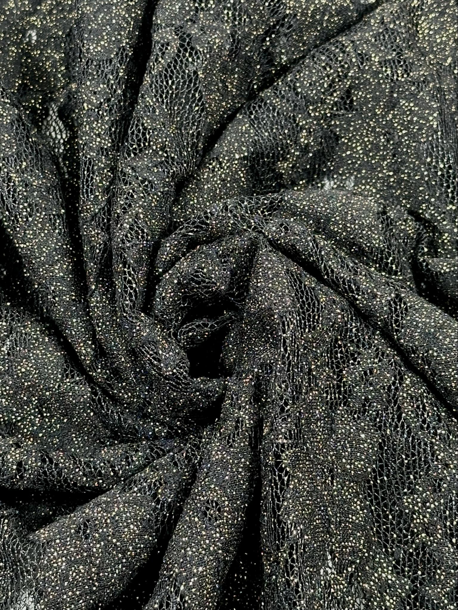 (LACE) BLACK FLORAL WITH GOLD SHIMMER