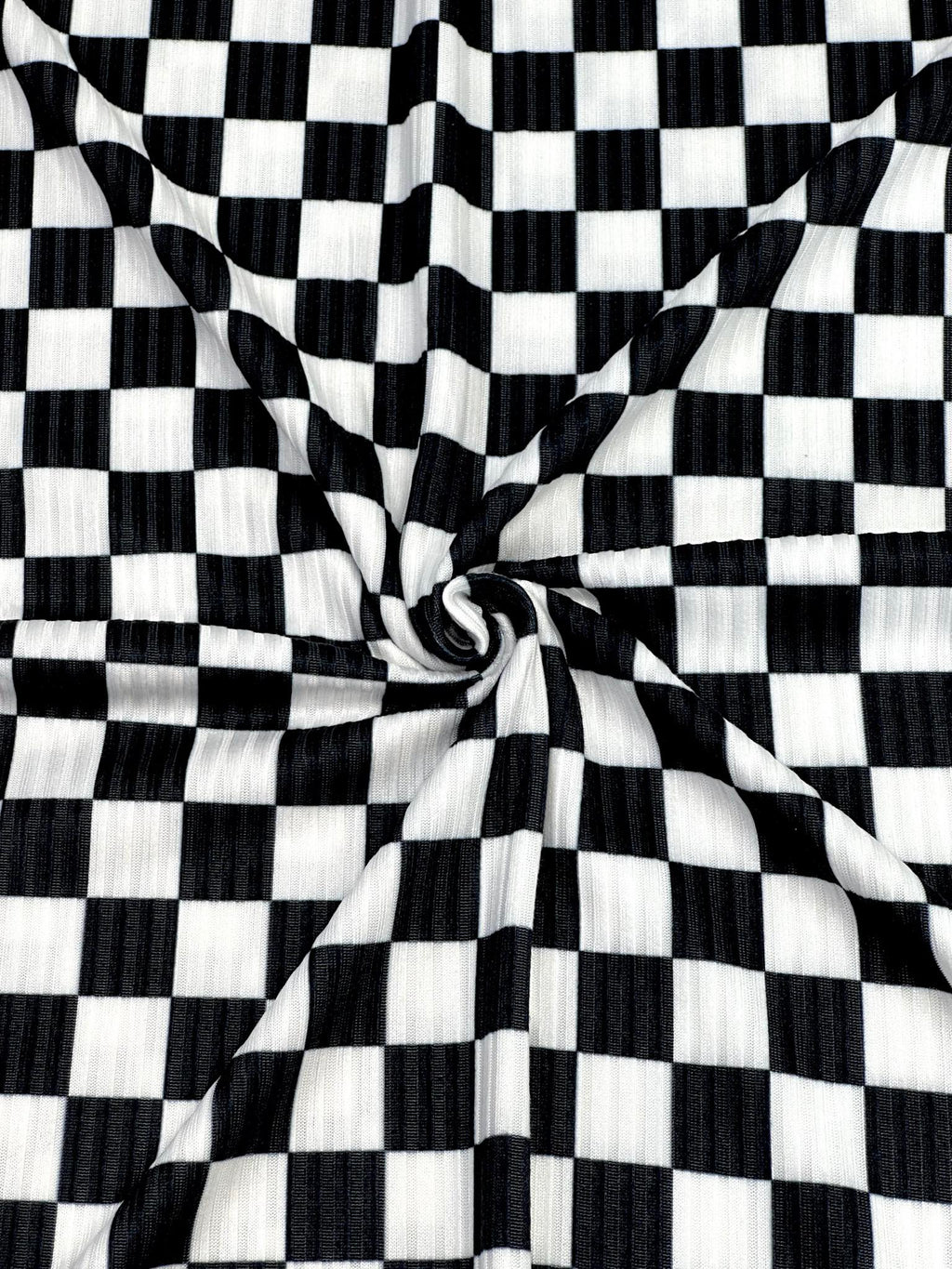 (4x2 YUMMY RIB) BLACK AND OFF WHITE CHECKERED