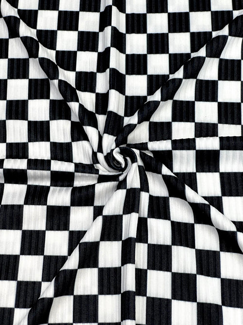 (4x2 YUMMY RIB) BLACK AND OFF WHITE CHECKERED