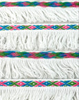 (TRIM) KNIT AZTEC BORDER ON WHITE SOFT LOOPED FRINGE