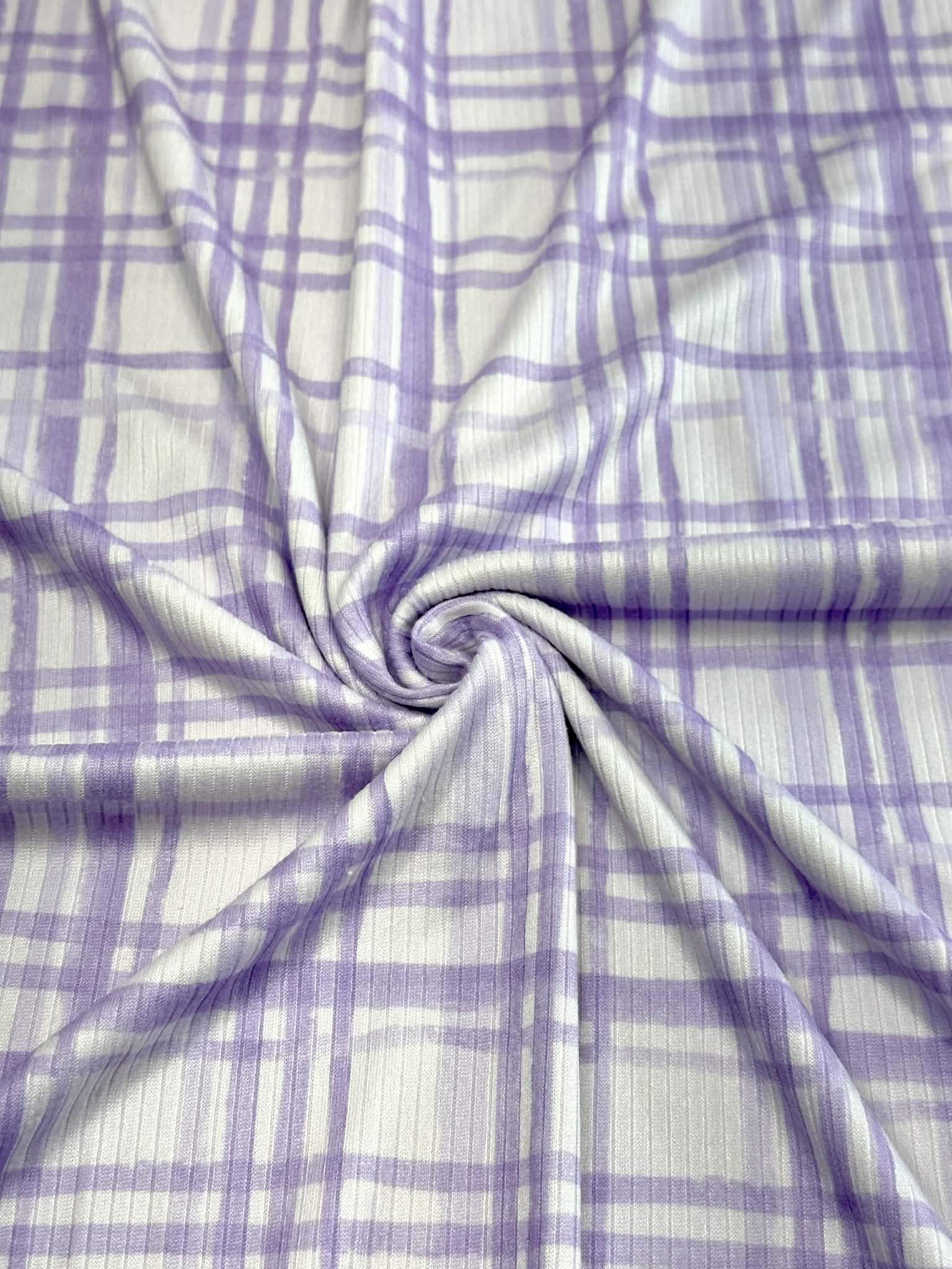 (4X2 YUMMY RIB) LAVENDER PLAID ON LILAC