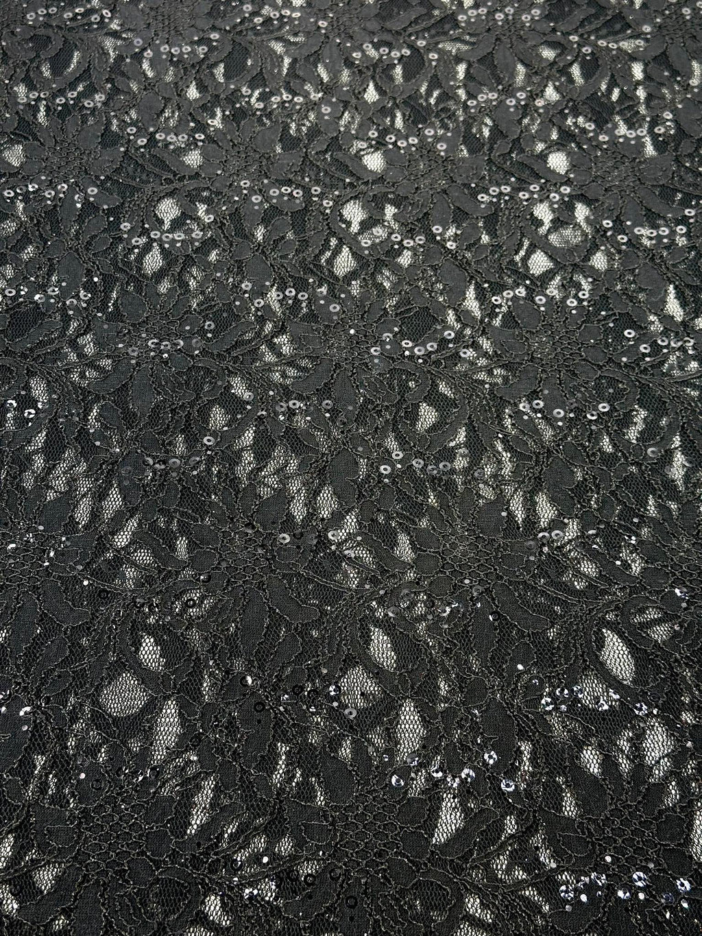 (MESH) EMBROIDERED BLACK FLORAL AND SEQUIN