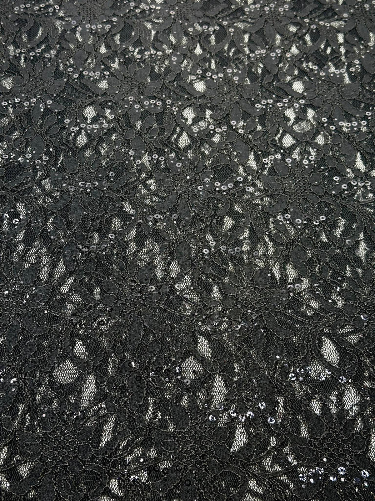 (MESH) EMBROIDERED BLACK FLORAL AND SEQUIN