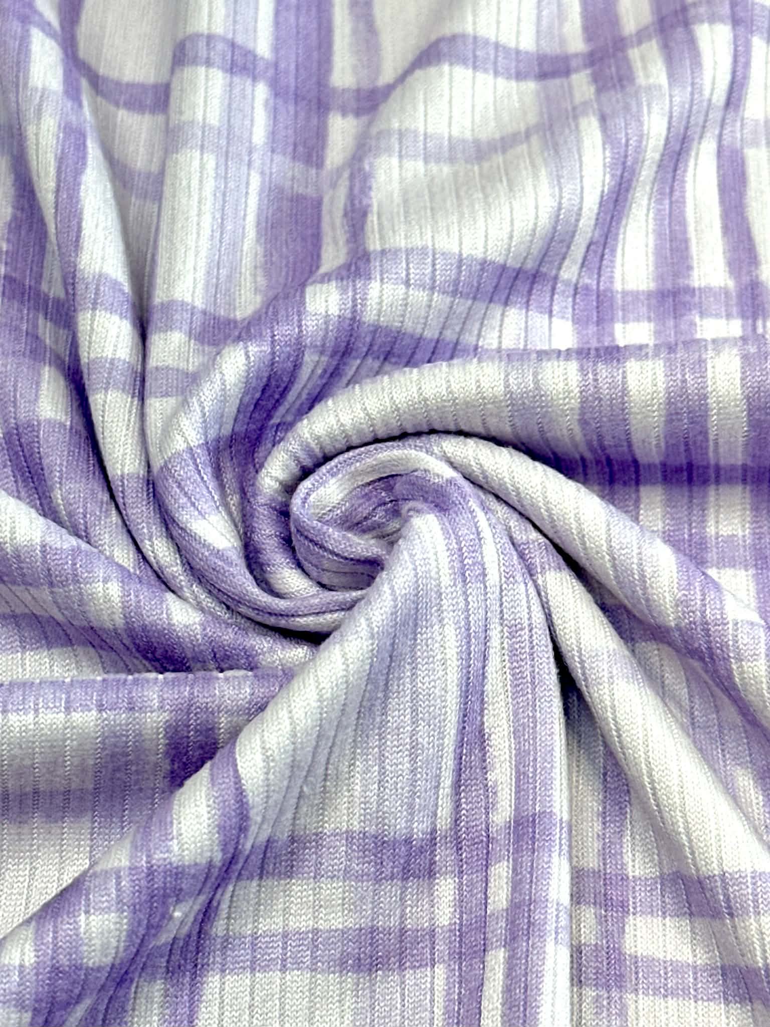 (4X2 YUMMY RIB) LAVENDER PLAID ON LILAC