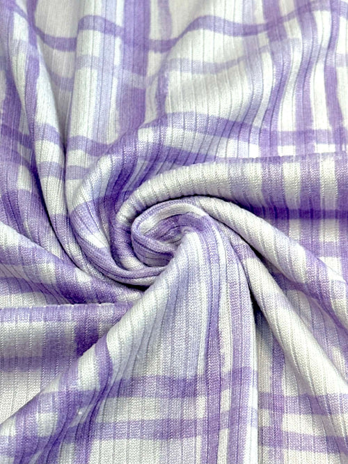 (4X2 YUMMY RIB) LAVENDER PLAID ON LILAC