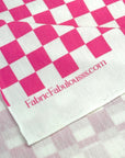 (FRENCH TERRY) FUSCHIA AND OFF WHITE CHECKERED