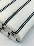 (RAYON MODAL) BLACK AND NAVY STRIPES ON OFF WHITE