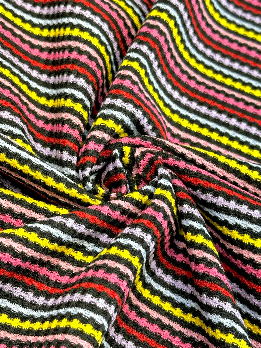 (BABY WAFFFLE) PINK, RED, LILAC, LIGHT BLUE, AND YELLOW STRIPES