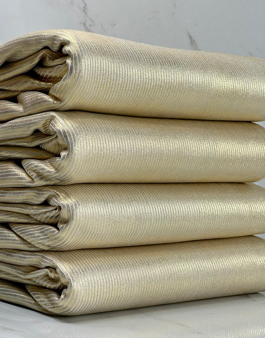 (2X2 RIB) GOLD FOIL ON OFF WHITE
