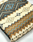 (WAFFLE) LIGHT BROWN, BLUE, CREAM, AND BLACK AZTEC PATTERN