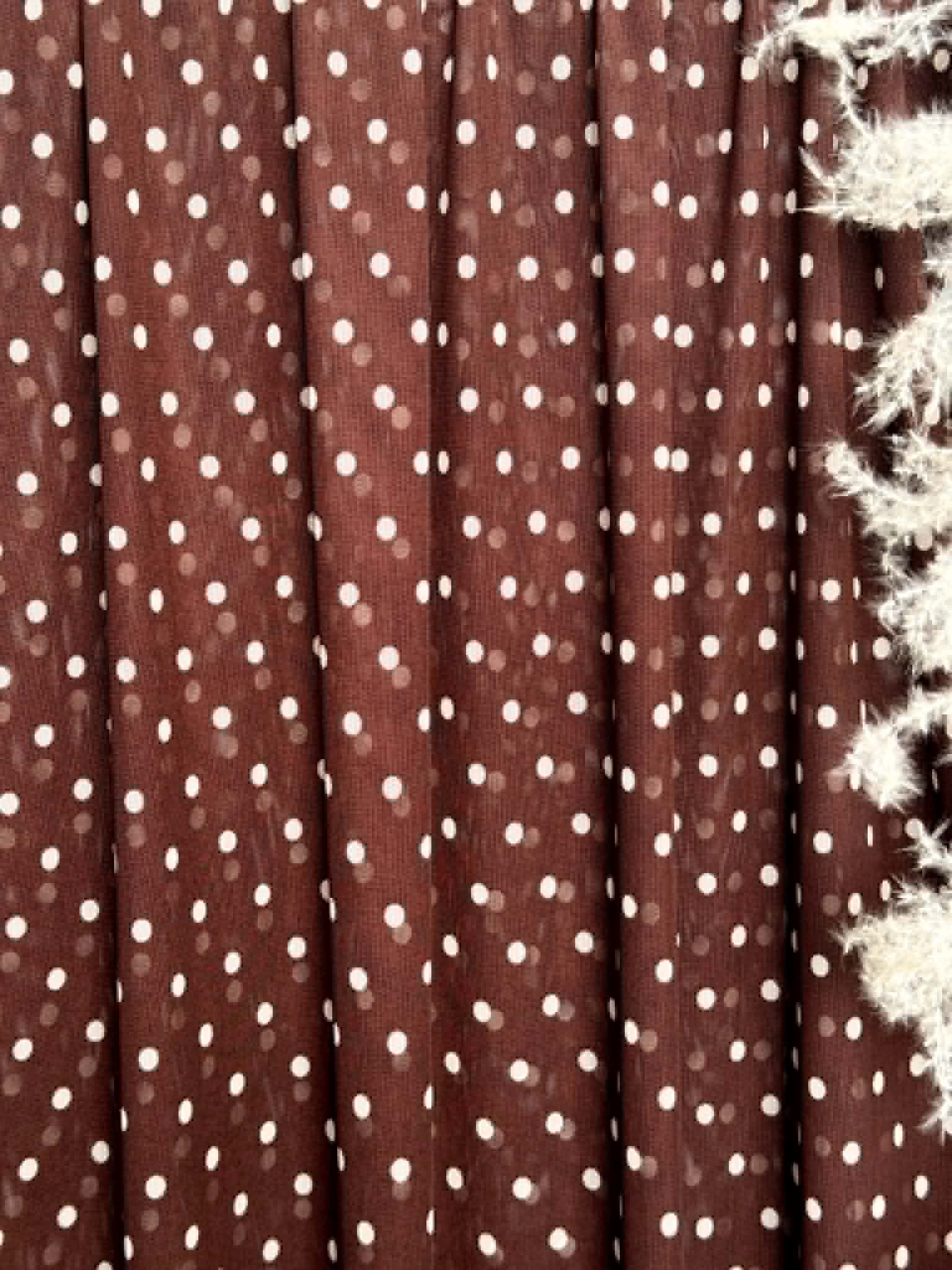 (MESH) WHITE POLKA DOTS ON BROWN