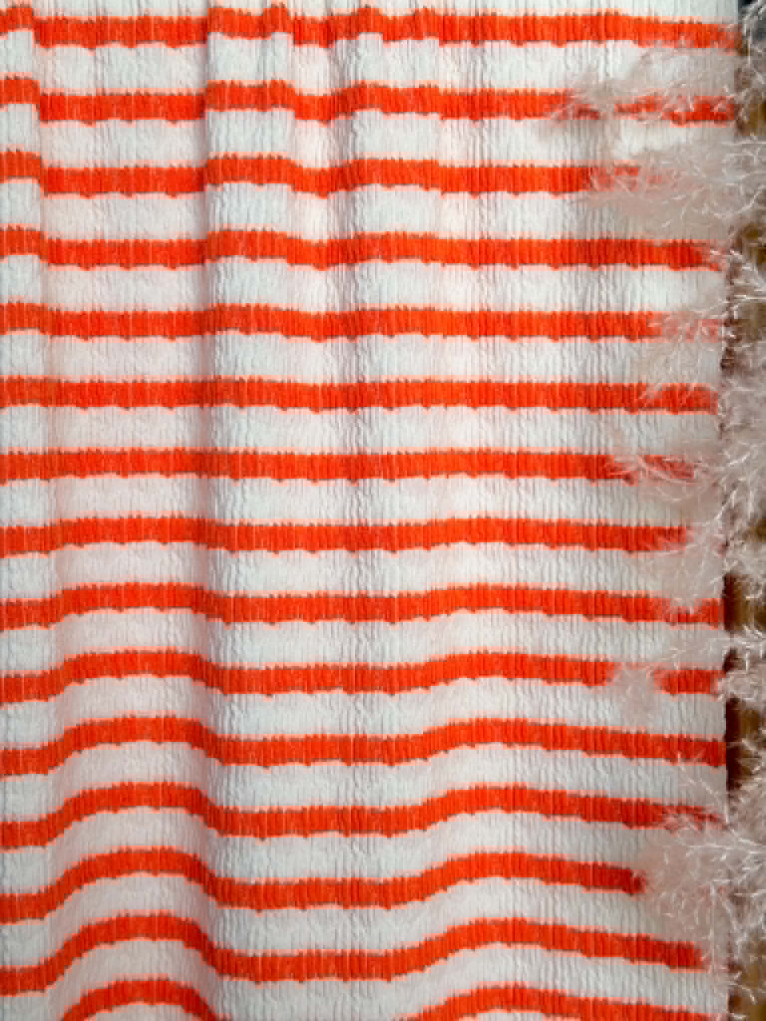 (PUCKERED STRIPE) ORANGE STRIPES ON OFF WHITE