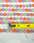 (TRIM) EMBROIDERED PINK, PURPLE, MINT, AND ORANGE TINY FLOWERS