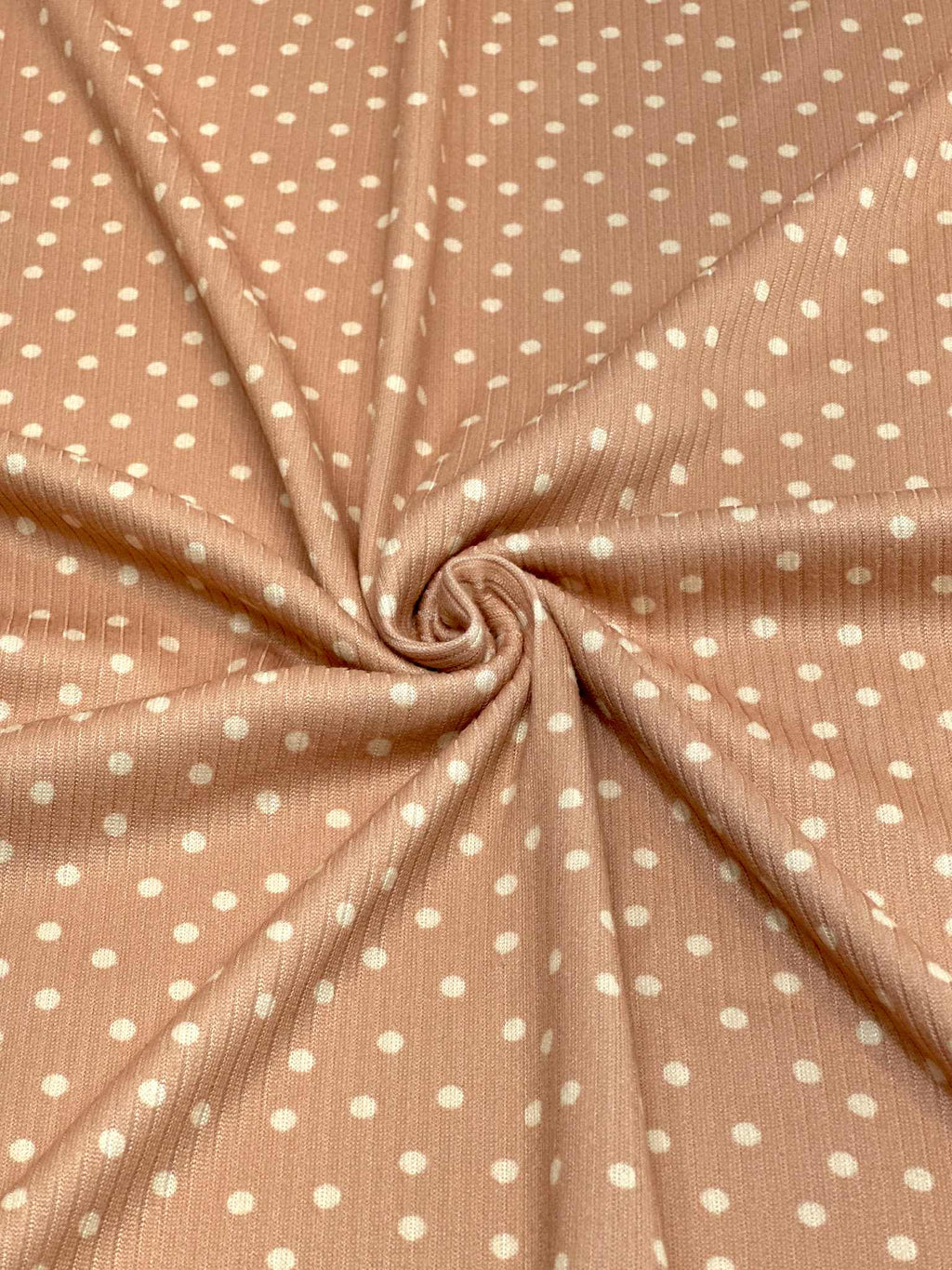 (4X2 RIB) OFF WHITE POLKA DOTS ON LIGHT BLUSH