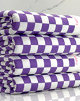 (FRENCH TERRY) PURPLE AND OFF WHITE CHECKERED