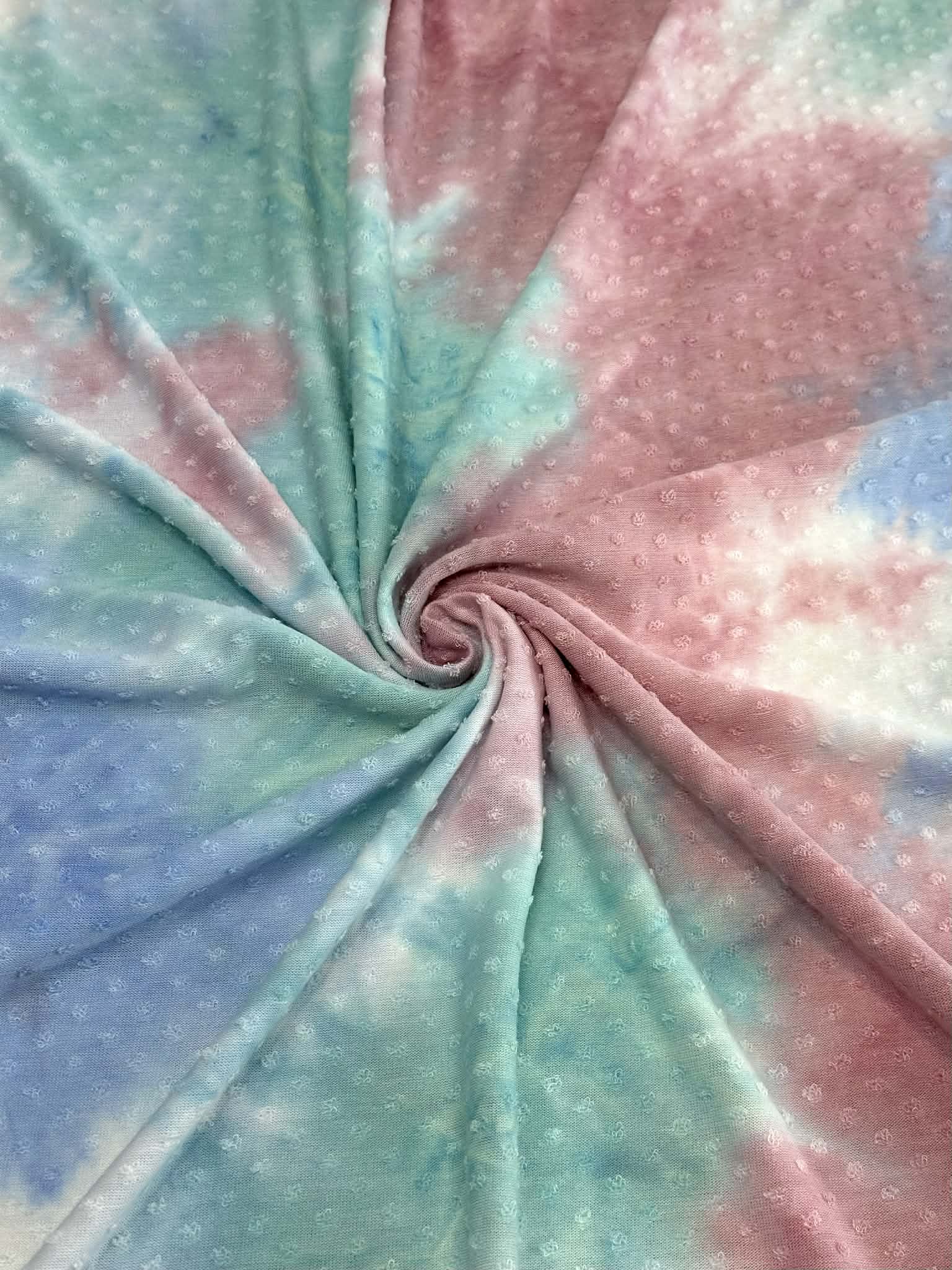 (SWISS DOT) BLUE, PINK AND AQUA TIE DYE