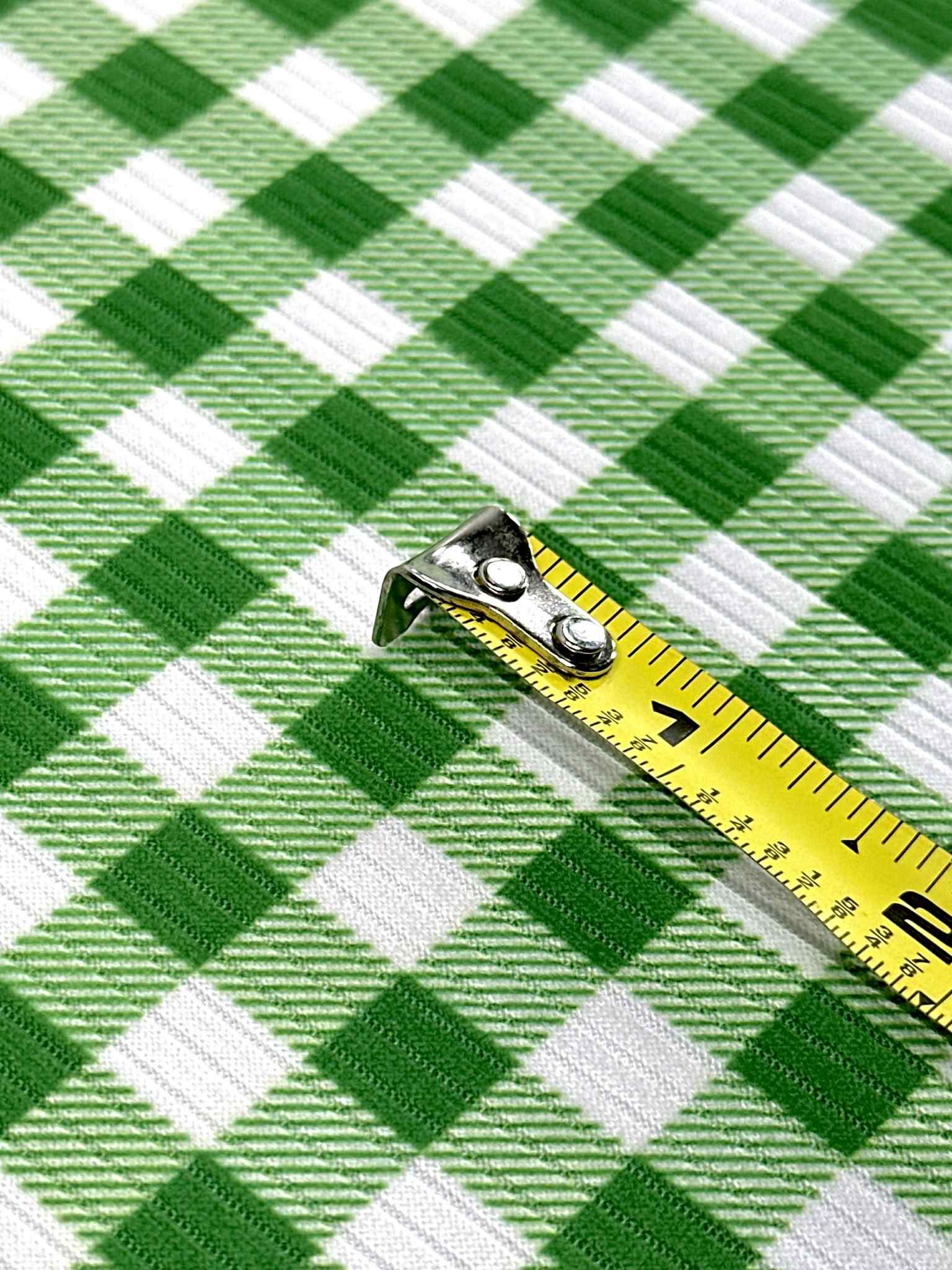 (4X2 RIB) GREEN AND OFF WHITE GINGHAM