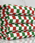 (4X2 RIB) RED, GREEN AND OFF WHITE CHECKERED