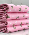 (2X2 BRUSHED RIB) TEDDY BEARS AND BOWS ON PINK