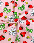 (YUMMY RIB) STRAWBERRIES AND KELLY GREEN CHECKERED BOW