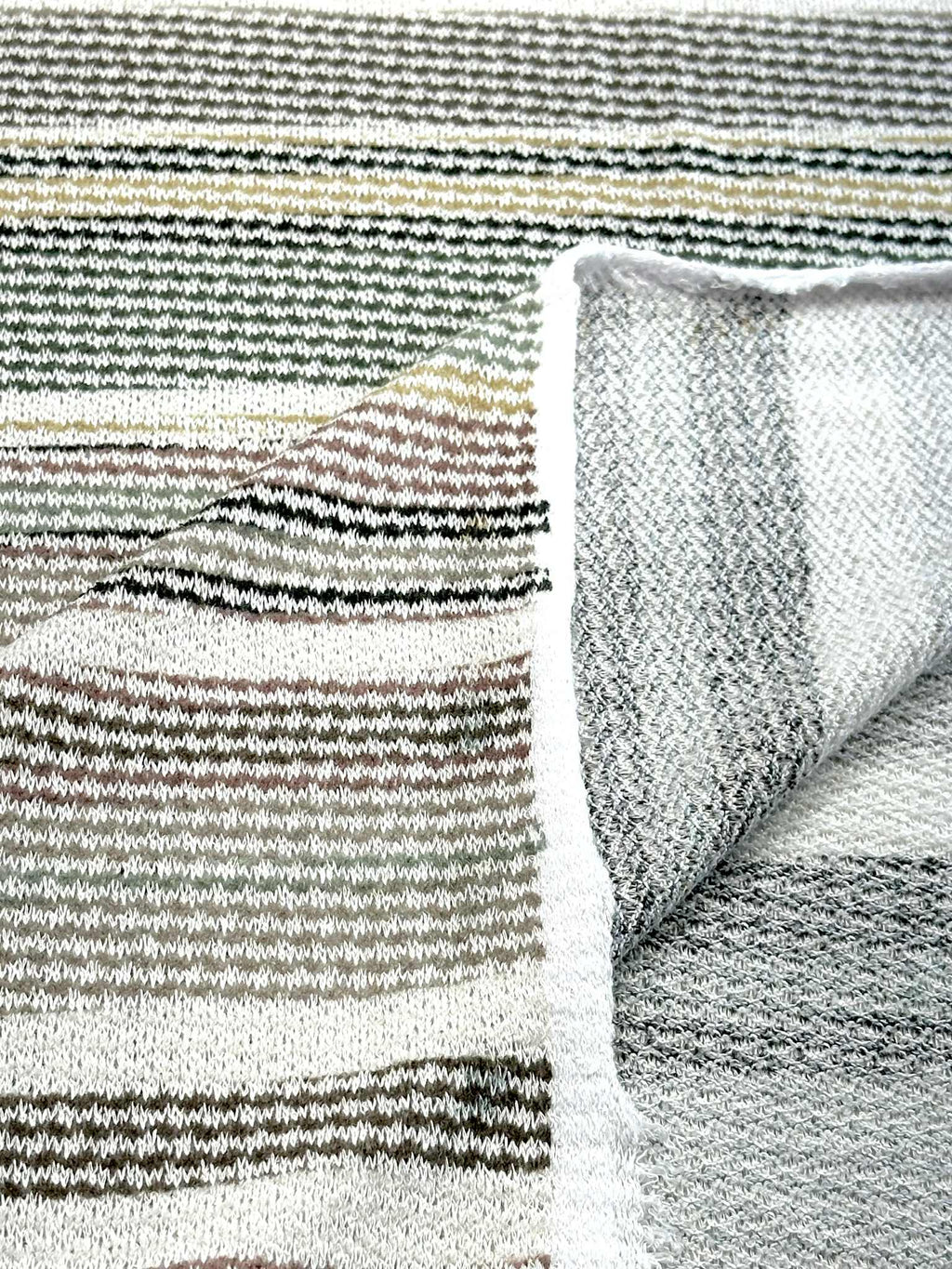 (SWEATER KNIT) BLACK, GREEN, BROWN, AND MUSTARD STRIPES