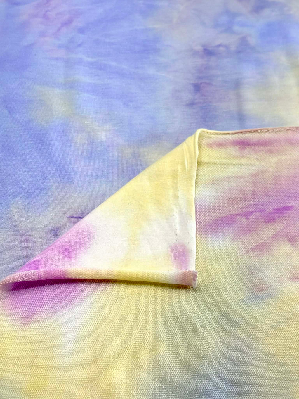 (FRENCH TERRY) BLUE, YELLOW AND PURPLE TIE DYE (1)