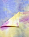 (FRENCH TERRY) BLUE, YELLOW AND PURPLE TIE DYE