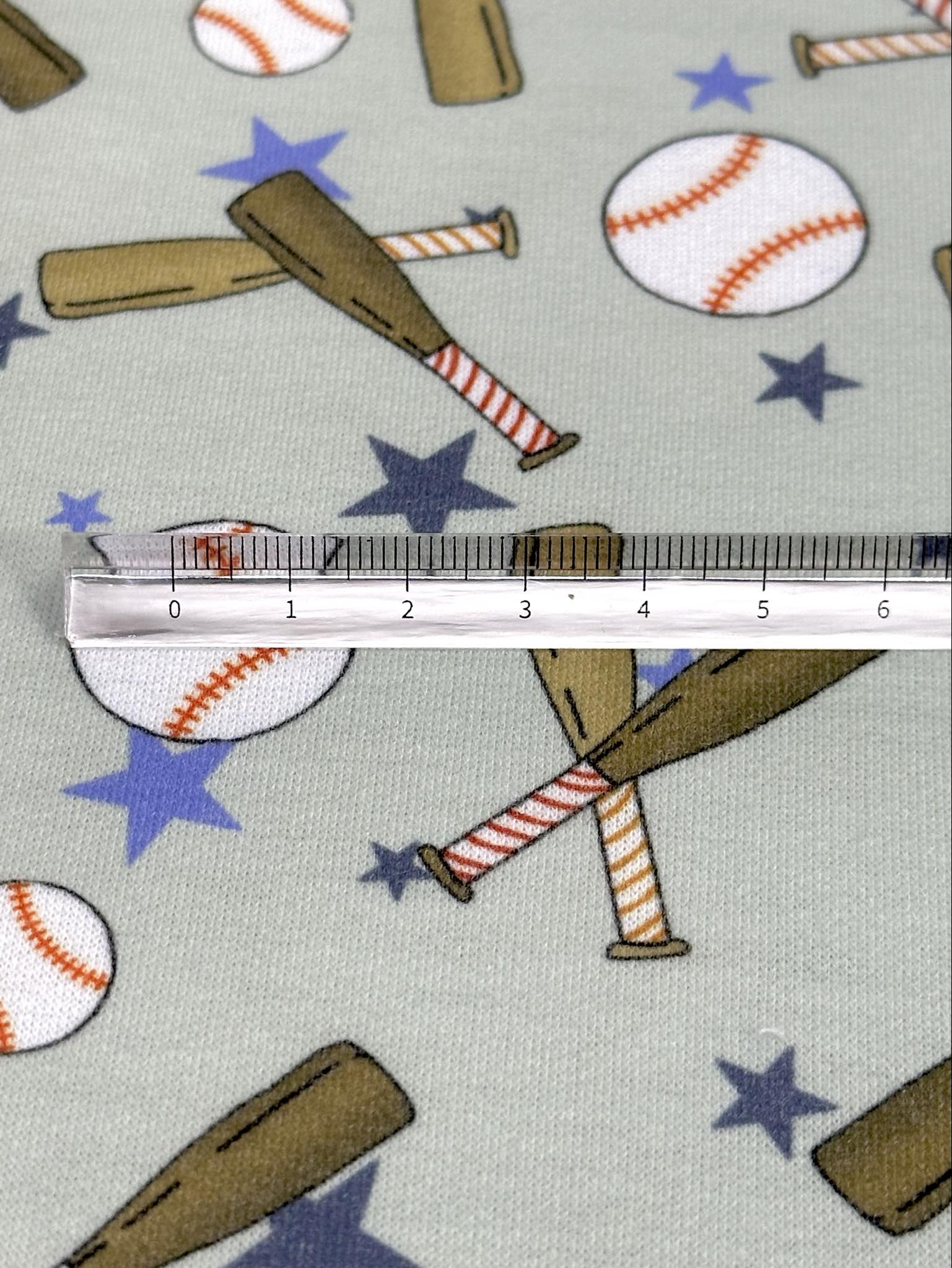 (FRENCH TERRY) BASEBALLS AND BATS ON LIGHT SAGE