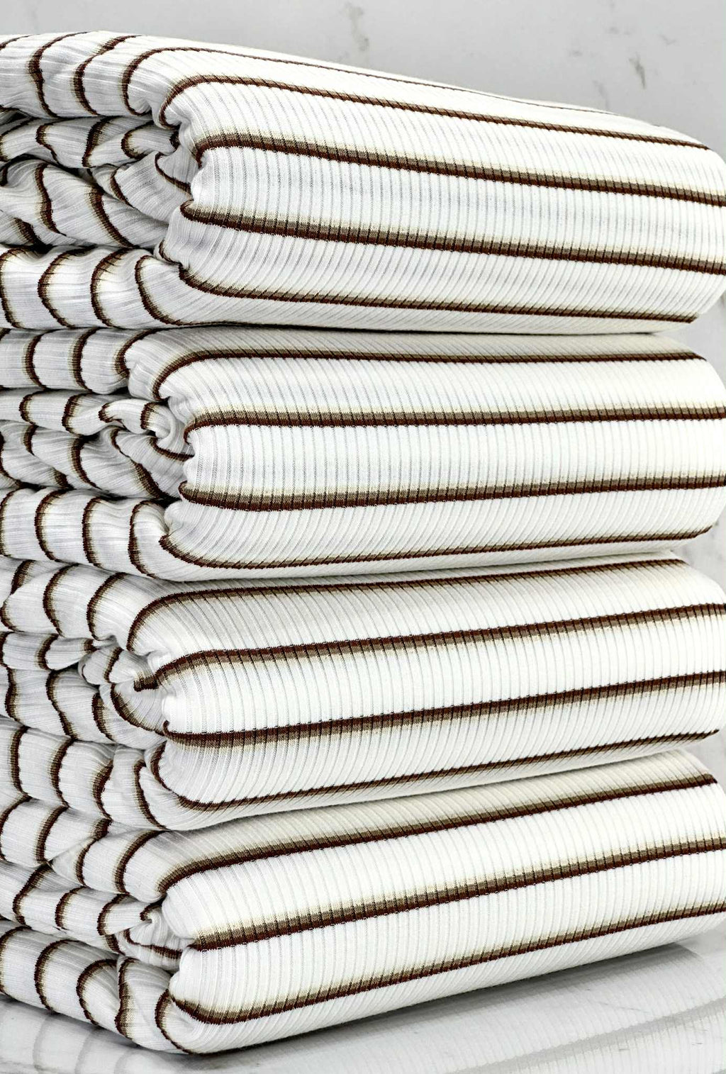 (COTTON RIB) BROWN STRIPES ON OFF WHITE