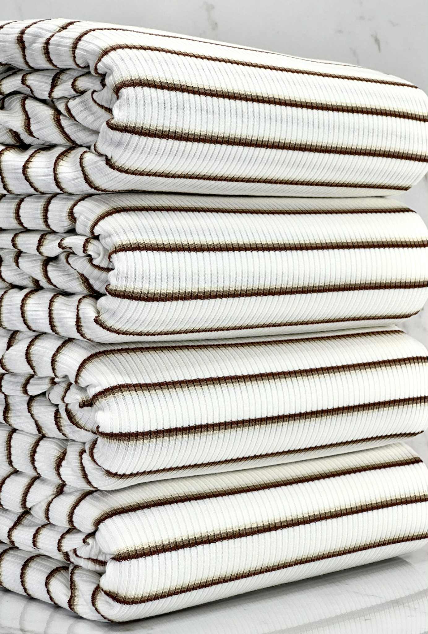 (COTTON RIB) BROWN STRIPES ON OFF WHITE