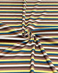 (4X2 RIB) TEAL, YELLOW, BROWN AND CREAM STRIPES
