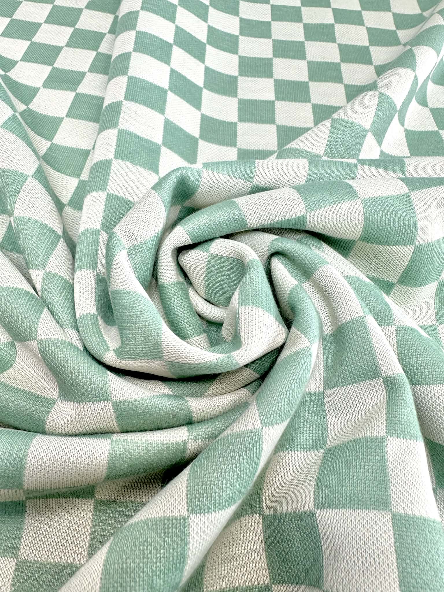 (DOUBLE KNIT) DARK SAGE CHECKERED PATTERN