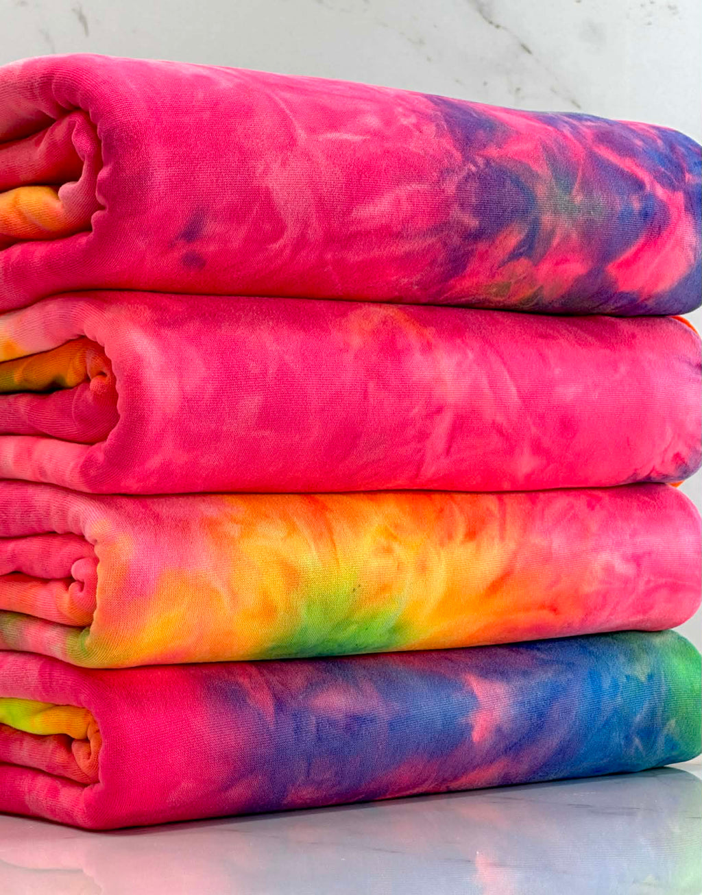 (DBP) NEON PINK AND RAINBOW TIE DYE