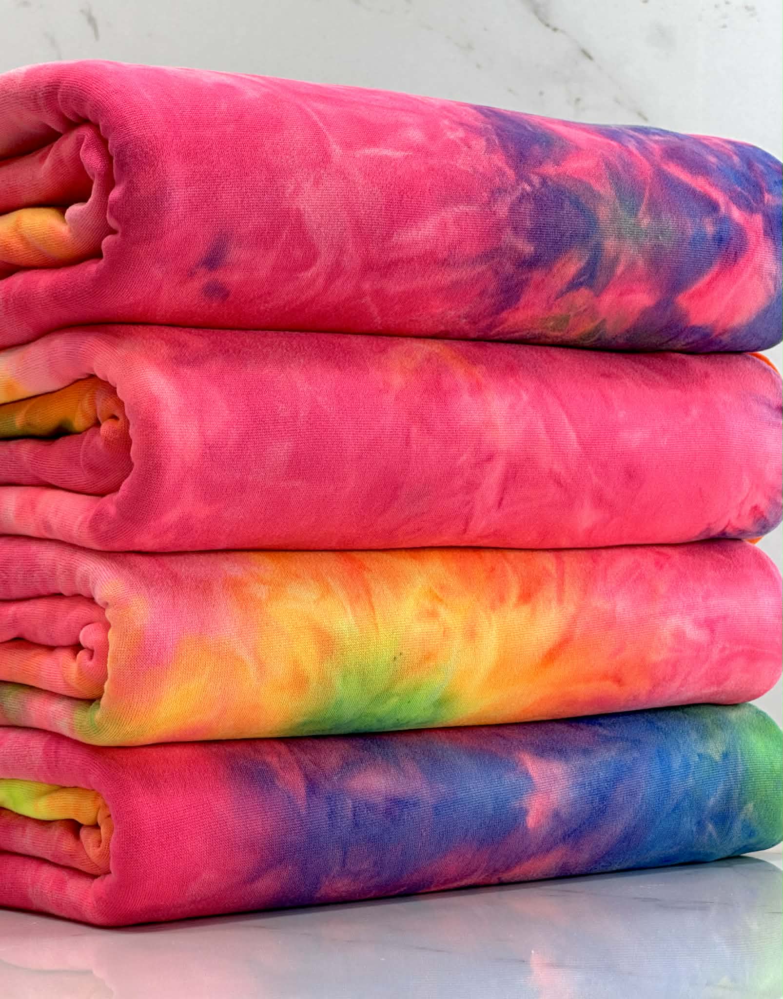 (DBP) NEON PINK AND RAINBOW TIE DYE