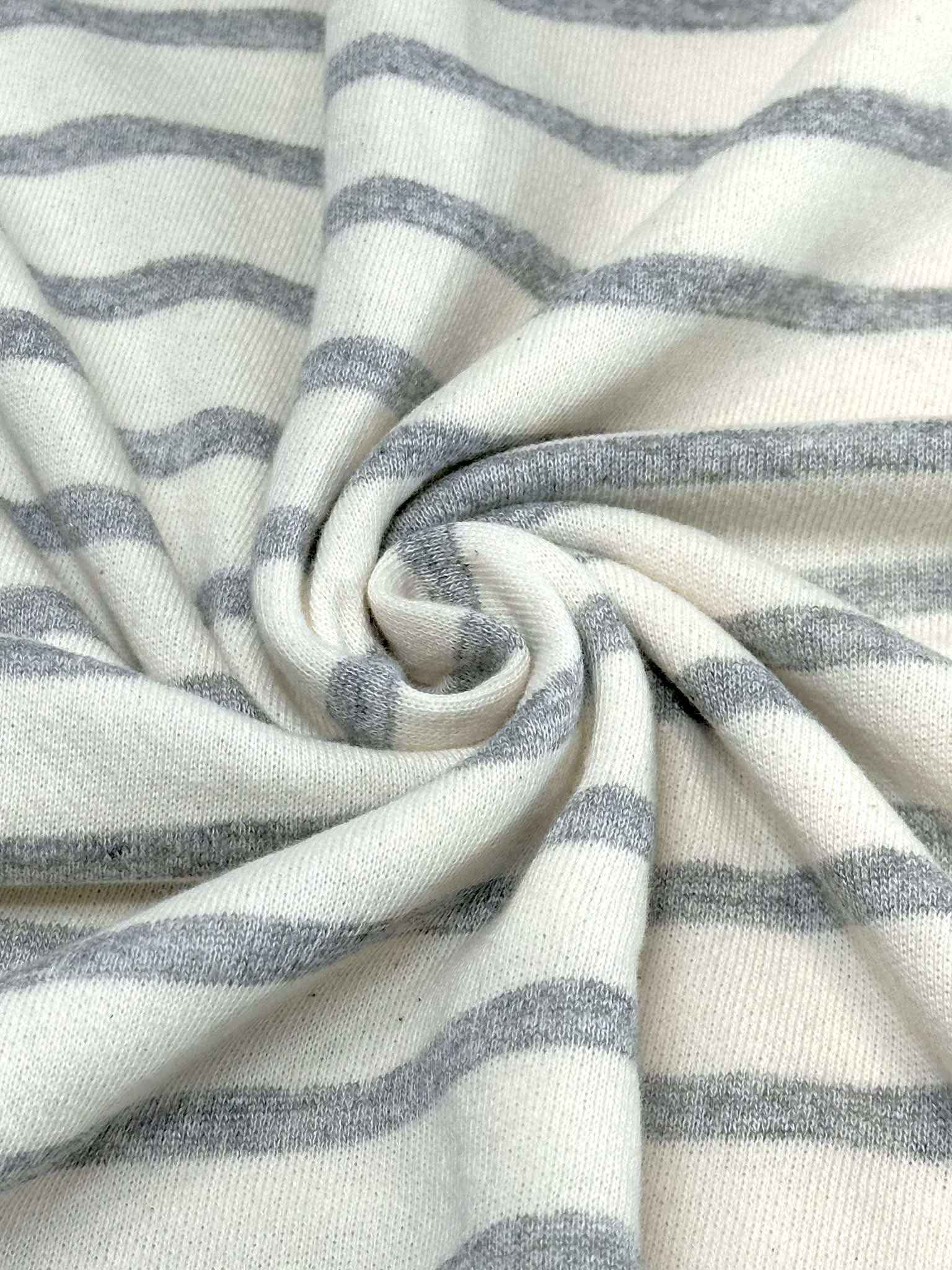 (FRENCH TERRY) LIGHT GRAY STRIPES ON IVORY (1)